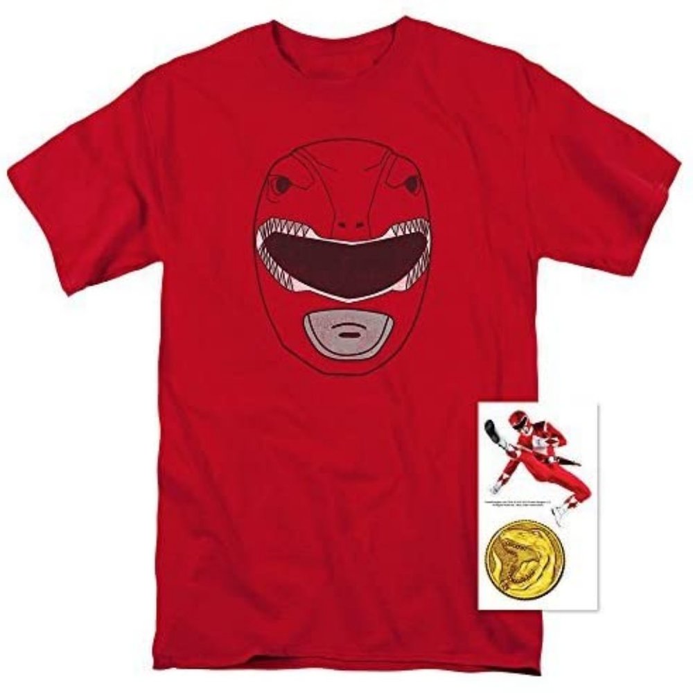 Classic Power Ranger Red Ranger Size Med T-Shirt NIP with stickers